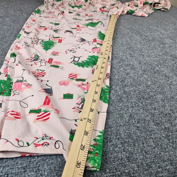 HUE Pink Christmas Cat Pajama Pants Womens 2X Holiday Lounge Sleepwear Wide Leg - Picture 2 of 5